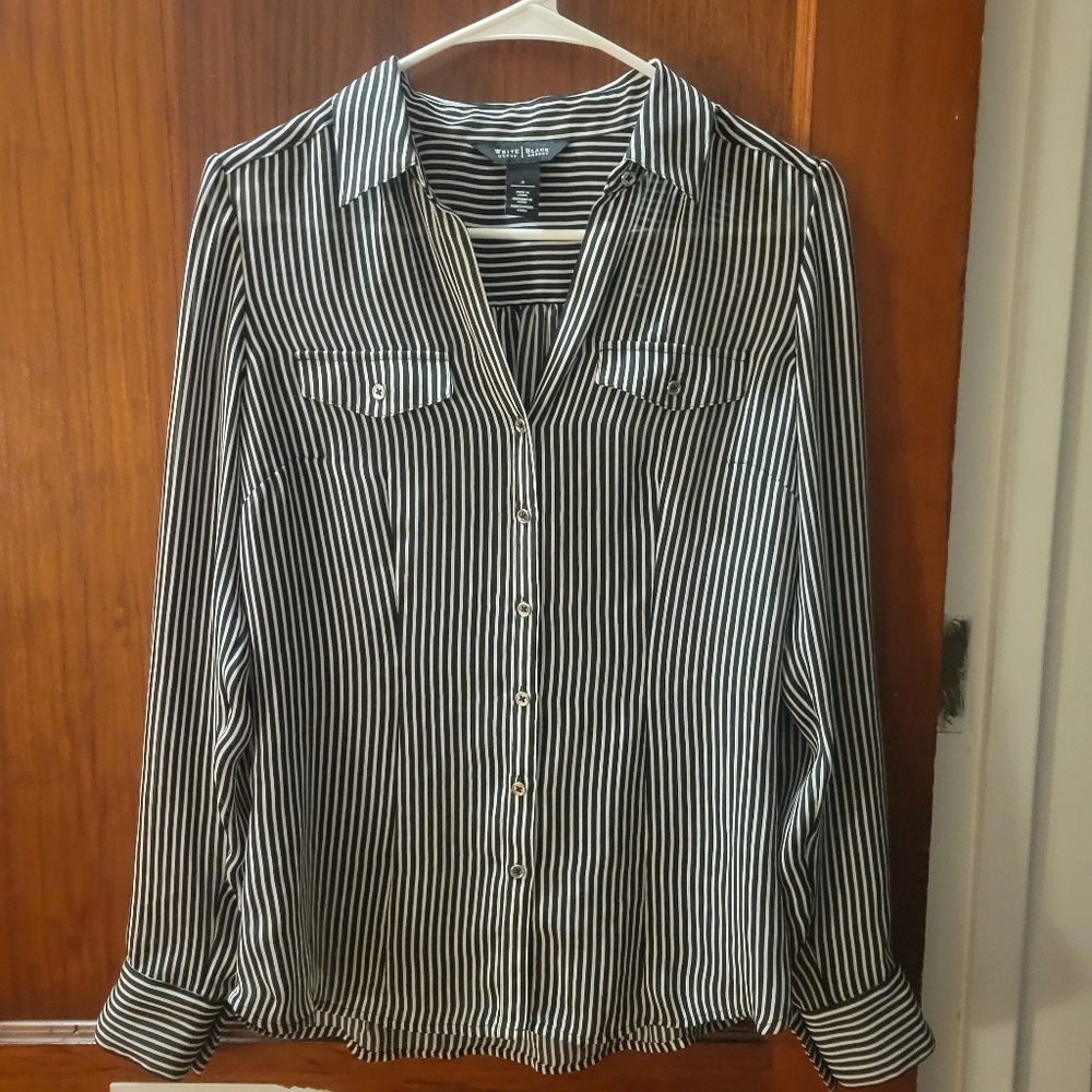 White House Black Market, small, black and white shirt